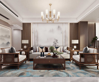 New Chinese Style A Living Room-ID:751527077