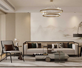 New Chinese Style A Living Room-ID:958666096