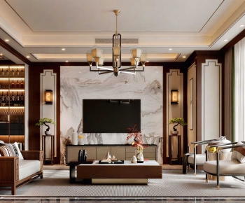 New Chinese Style A Living Room-ID:777110107