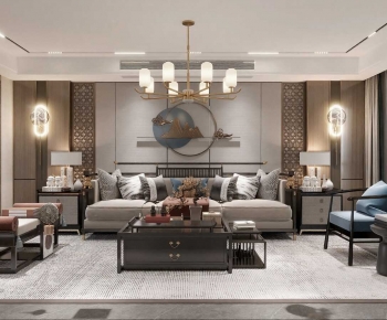 New Chinese Style A Living Room-ID:138032914