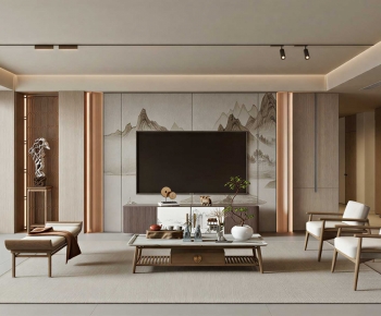 New Chinese Style A Living Room-ID:504024983