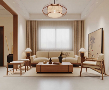 New Chinese Style A Living Room-ID:367081236