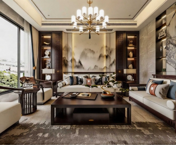 New Chinese Style A Living Room-ID:820841076