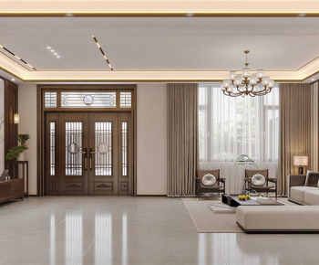 New Chinese Style A Living Room-ID:956772098