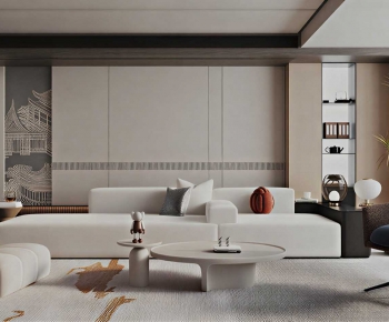 New Chinese Style A Living Room-ID:119627951