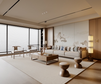 New Chinese Style A Living Room-ID:706121928