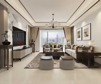 New Chinese Style A Living Room-ID:373064048