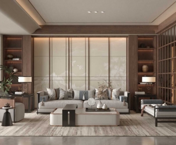 New Chinese Style A Living Room-ID:219049569