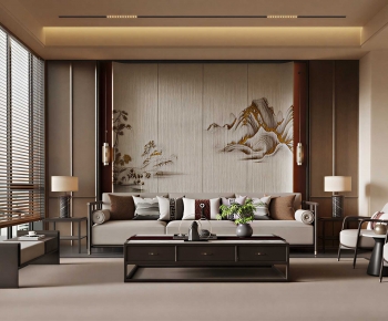 New Chinese Style A Living Room-ID:357220277
