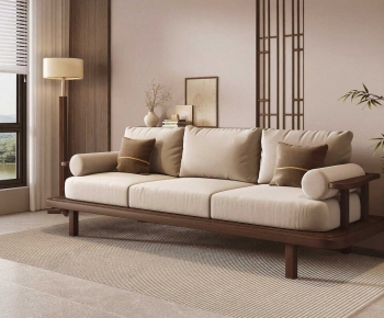 New Chinese Style Three-seat Sofa-ID:128500943