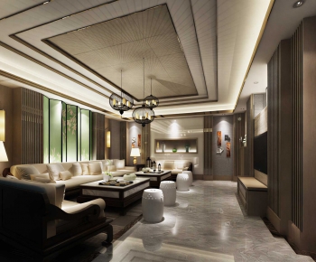 New Chinese Style A Living Room-ID:552297125