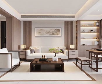 New Chinese Style A Living Room-ID:990715983