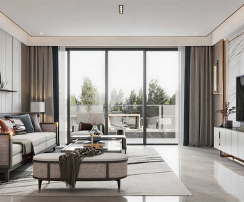 New Chinese Style A Living Room-ID:797419079