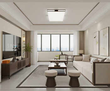 New Chinese Style A Living Room-ID:662883044