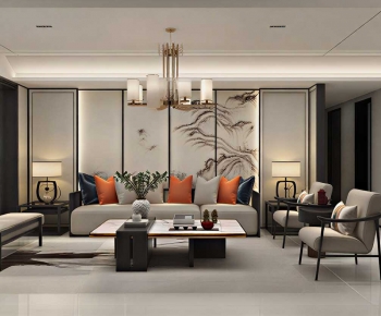 New Chinese Style A Living Room-ID:500365027