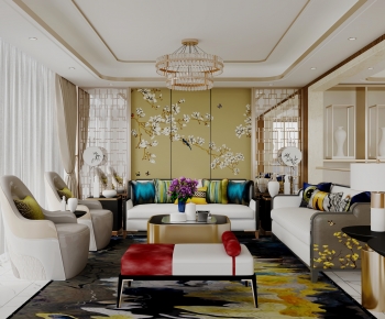 New Chinese Style A Living Room-ID:879357105