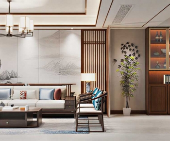 New Chinese Style A Living Room-ID:798219929