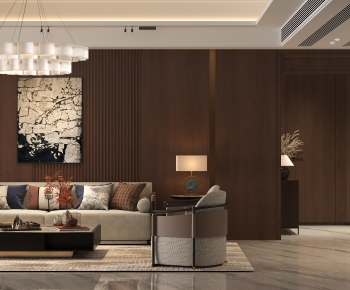 New Chinese Style A Living Room-ID:448461066