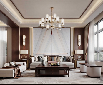 New Chinese Style A Living Room-ID:969023947