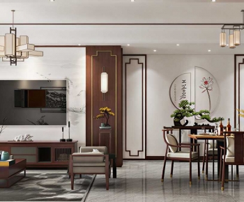 New Chinese Style A Living Room-ID:437167882