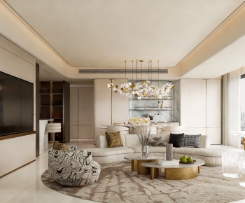现代轻奢大平层客餐厅-2820337