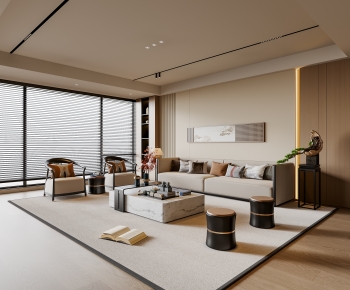 New Chinese Style A Living Room-ID:106848961