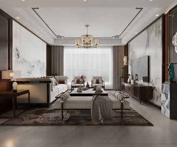 New Chinese Style A Living Room-ID:195614103