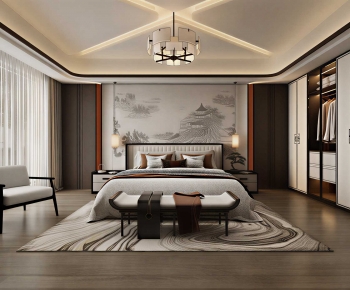 New Chinese Style Bedroom-ID:652124881