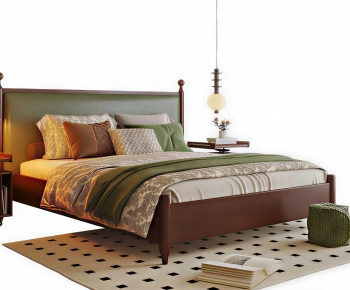 Retro Style Double Bed-ID:101699884