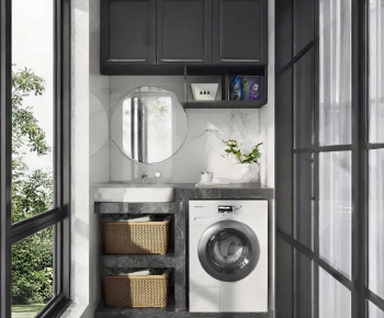 Nordic Style Laundry Cabinet-ID:846895933