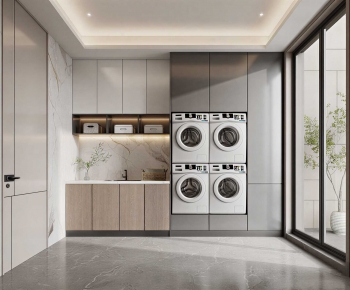 Modern Balcony Laundry Room-ID:648250106
