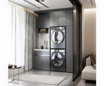 Modern Balcony Laundry Room-ID:690944916