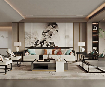 New Chinese Style A Living Room-ID:321420918