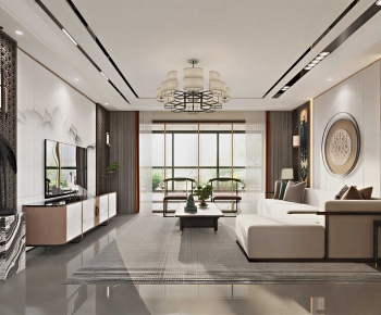 New Chinese Style A Living Room-ID:725584984