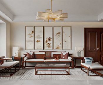 New Chinese Style A Living Room-ID:485881097