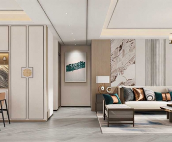 New Chinese Style A Living Room-ID:394198899