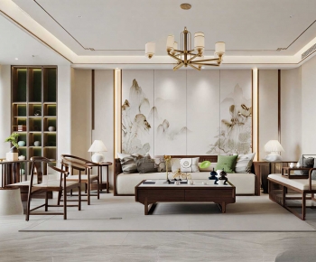 New Chinese Style A Living Room-ID:128259904