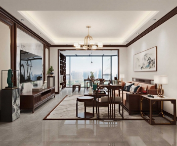 New Chinese Style A Living Room-ID:784775026