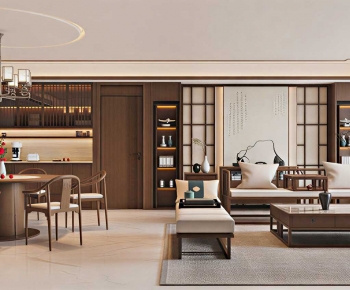 New Chinese Style A Living Room-ID:752693898