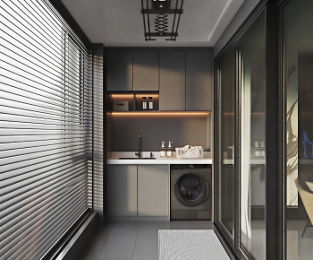 Modern Balcony Laundry Room-ID:546974906