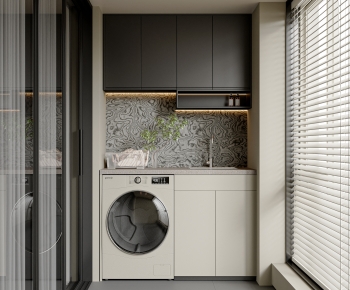 Modern Balcony Laundry Room-ID:648654949