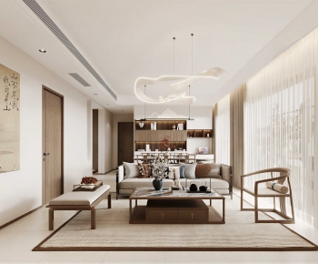 New Chinese Style A Living Room-ID:338273054