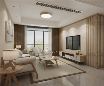 New Chinese Style A Living Room-ID:445425034