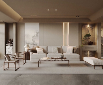 New Chinese Style A Living Room-ID:592914103