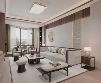 New Chinese Style A Living Room-ID:485696081