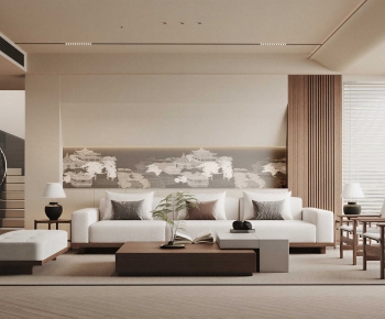 New Chinese Style A Living Room-ID:295099975