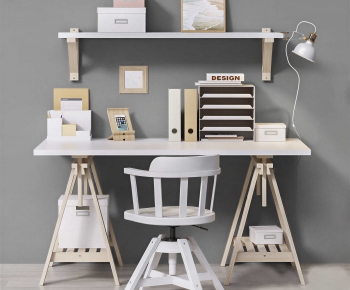 Modern Computer Desk And Chair-ID:640414954