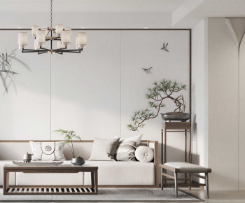 New Chinese Style A Living Room-ID:885483034