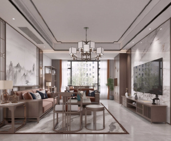 New Chinese Style A Living Room-ID:373539973