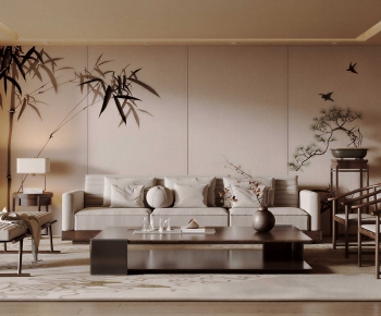 New Chinese Style A Living Room-ID:901360569